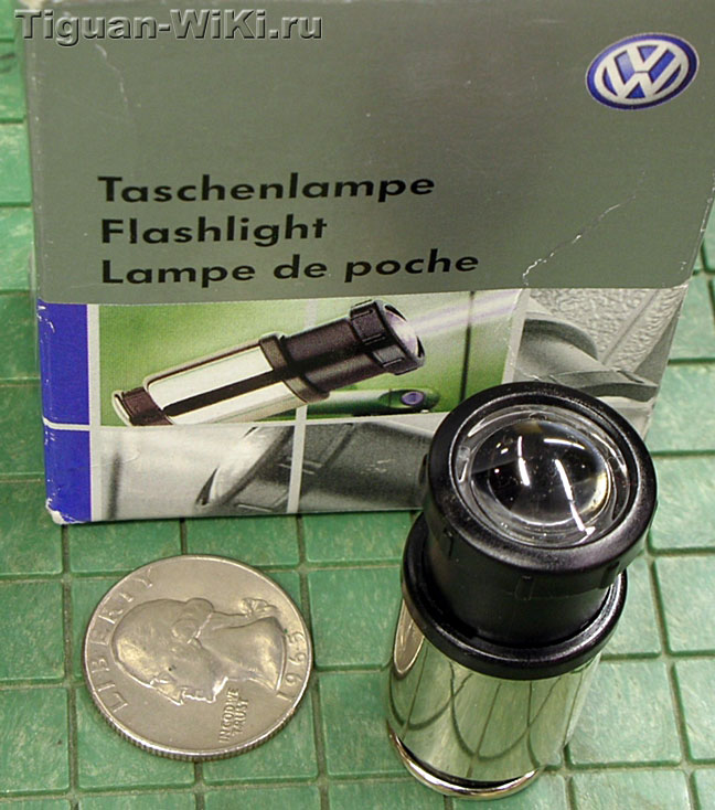 Упаковка и размеры светодиодного фонарика VW